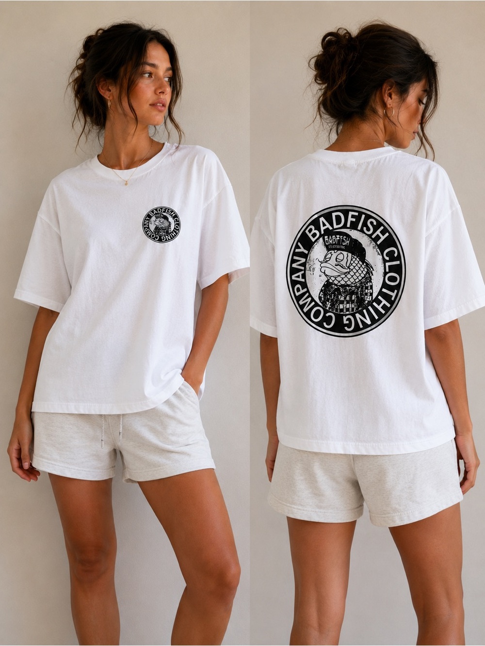 BadFish Relaxed oversized Badfish graphic tee size S